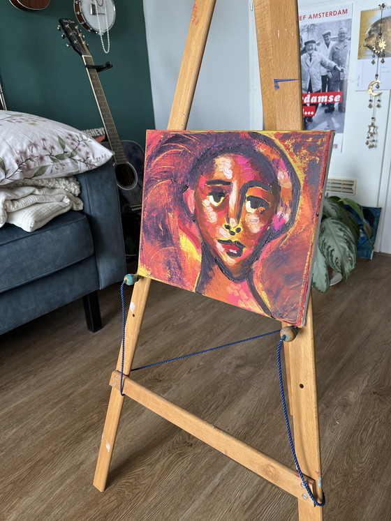 Image 1 of Abstract face canvas painting