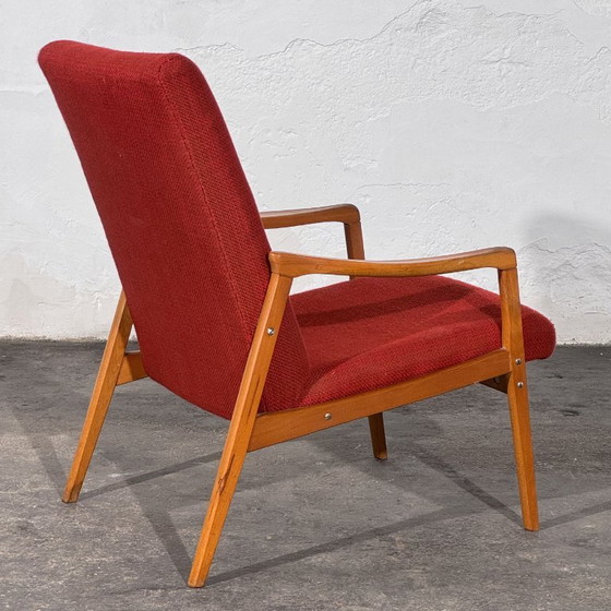 Pair of Jiří Jiroutek Red Armchairs, 1960s – Jiri Jiroutek, Textile, Wood (photo 8 of 10)