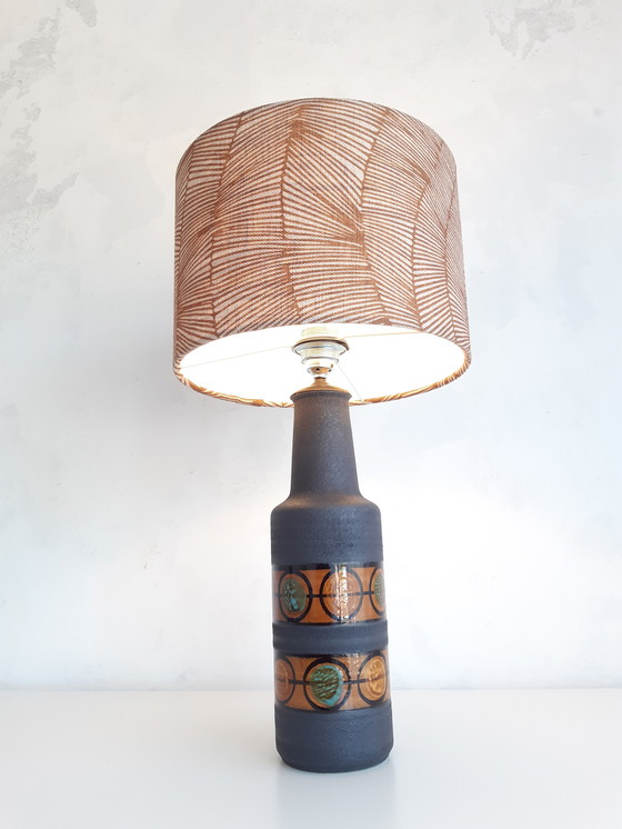 Image 1 of Unieke vintage West Germany lamp met handgemaakte lampenkap met botanische print