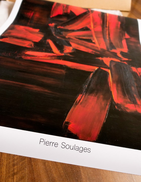 Image 1 of Chef-d'œuvre rouge de Pierre Soulages - 4 août 1961 - Poster 61 × 91 cm