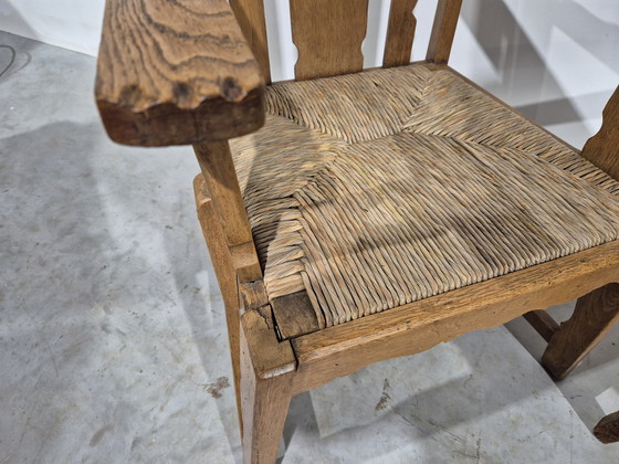 Image 1 of Due poltrone in rovere in stile brutalista Arts & Crafts.