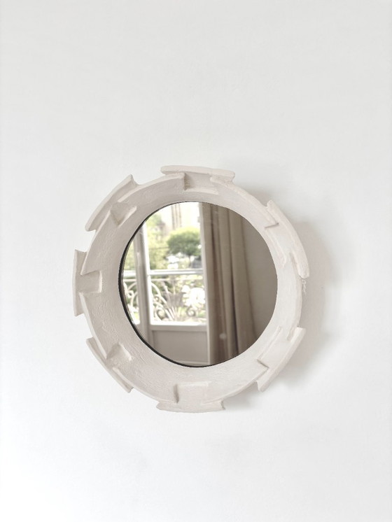 Image 1 of French Contemporary Ceramic Mirror, "Labirinto" by Renzo Maar