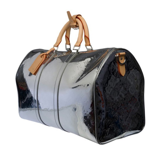 Image 1 of Borsa LOUIS VUITTON Keepall in cuoio argentato - 100226