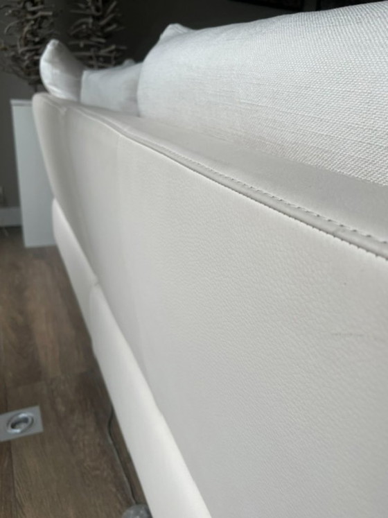 Grote Natuzzi hoekbank in lichte kleur, Hoekbanken, Textiel, Leer, Crème, Modern (foto 4 van 5)