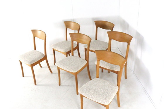 Image 1 of Set van 6 Juul Kristensen JK Denmark stoelen eetkamerstoelen vintage gestoffeerd