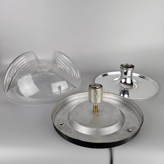 Image 1 of Vintage Space Age Ceiling Lamp – Peill & Putzler “Wave” / “Futura” – 1970s Germany – Glass and Metal – Ø 32 cm.