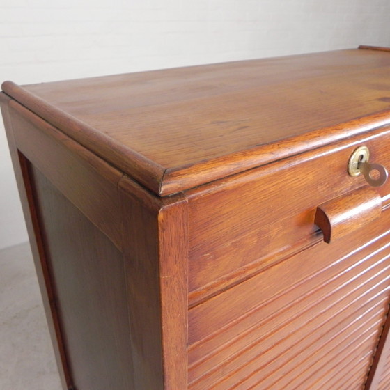 Image 1 of Oak Shutter Cabinet With 2 Shutters, 121 Cm High