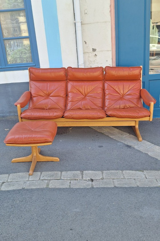 Image 1 of Banquette scandinave en bois et cuir par Soda Galvano pour Liebe Mobel