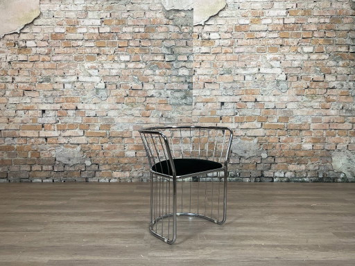Vintage Wire Chair Set of 4 – Chrome/Black | Space Age