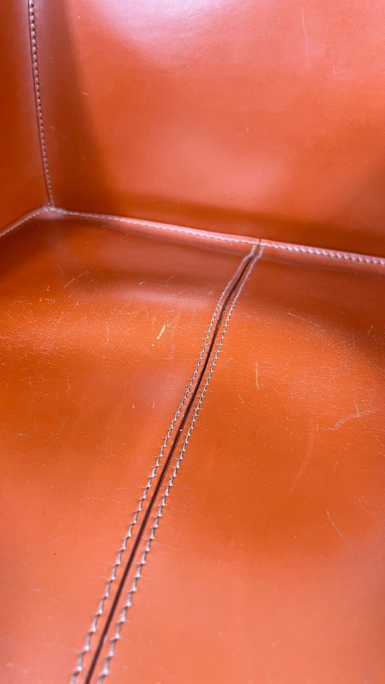 Image 1 of Giorgetti Progetti Set van twee fauteuils – Rood leer / Rood leer (2 stuks)