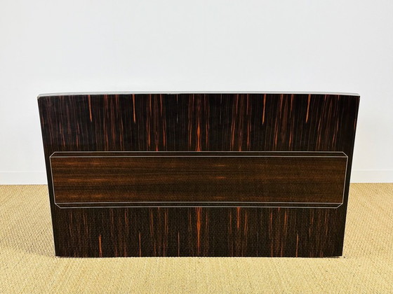 Image 1 of Table de salle à manger art déco en ébène de macassar avec rallonges, 1940