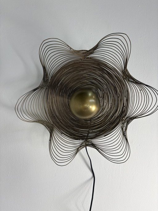 Vintage messing wandlamp bloempot