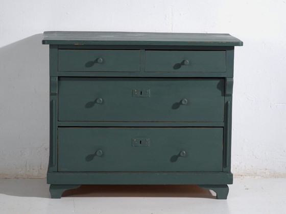 Commode ancienne en pin peint – Commode verte rustique européenne – circa 1900 #4 (photo 31 of 40)