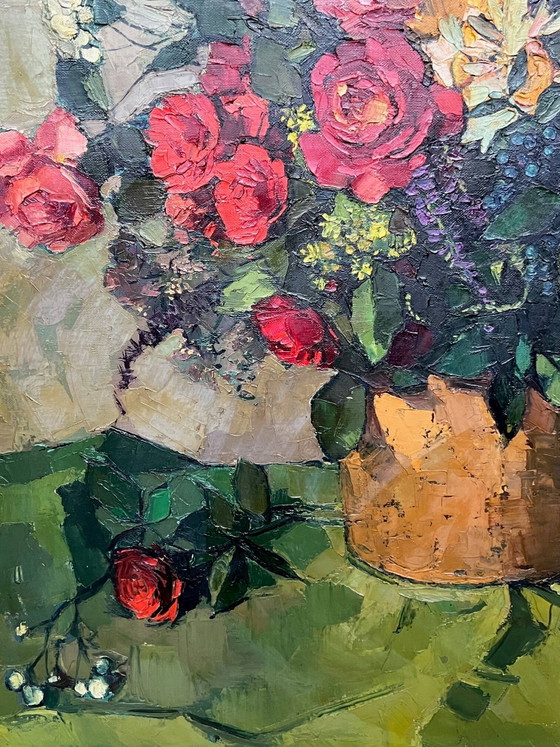 Leo Pringels ( ) "Stilleven met bloemen". – Schilderijen & Tekeningen, Canvas (photo 5 of 8)