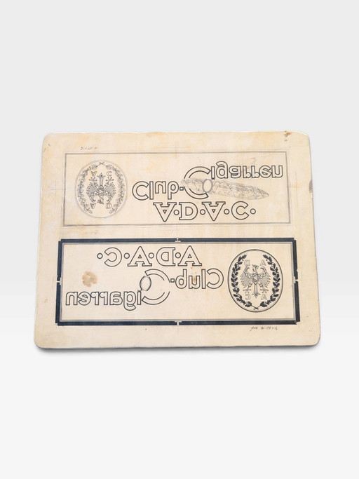 Lithographie Druckplatte / Jugendstil Art Deco / ADAC Club / Zigarren Tabak Antik – lithos zeefdrukken, Stone