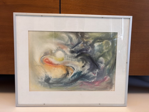 Decoratief schilderij in een aluminium frame met glazen paneel
