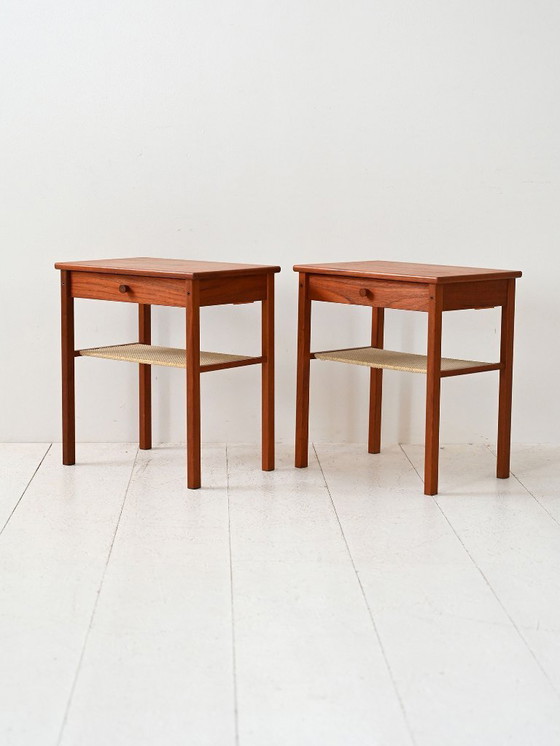 Image 1 of Coppia di comodini scandinavi in teak scuro del 1950