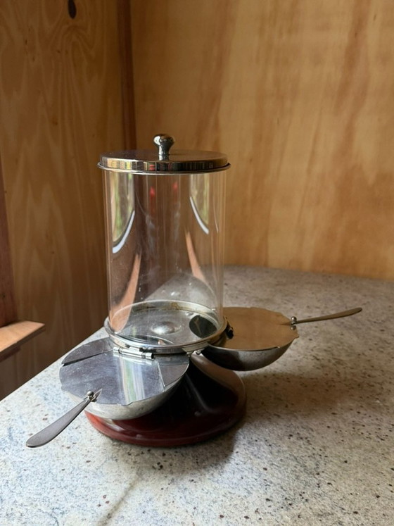 Rare Vintage 1950s Italian Revolving Condiment Server Space Age MCM Gravity Snack Sugar Dispenser Made in (photo 8 of 9)
