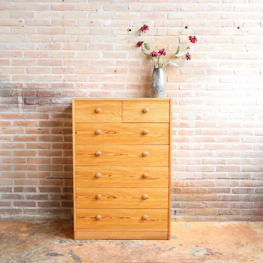 Vintage chest of drawers from the 1970s, light wood