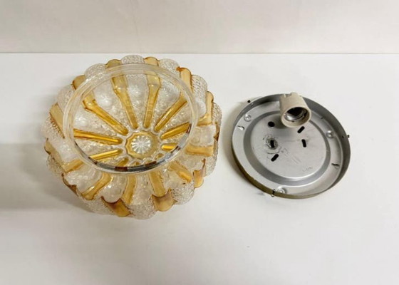 Image 1 of Stunning clear ceiling lamp with gold glass, circa mid-century