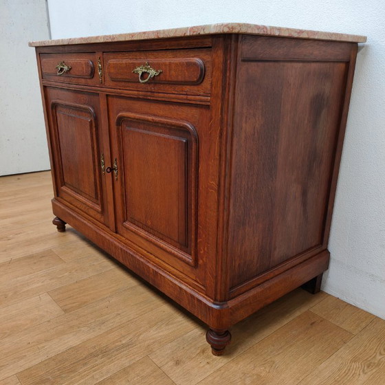 Image 1 of Comò antico d'epoca, cassettiera, mobili da bagno con piano in marmo.