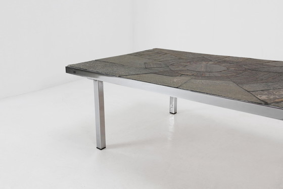 Image 1 of Table basse brutaliste faite et signée par Pia Manu, années 1960