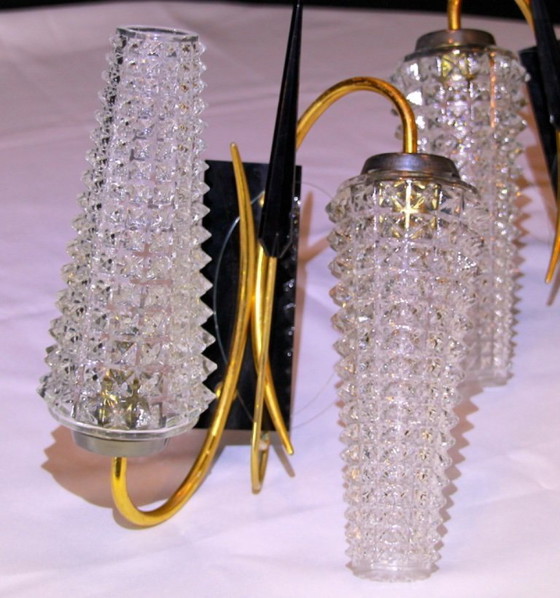 Image 1 of Coppia di applique da parete in ottone, Maison Arlus, Francia, circa 1950