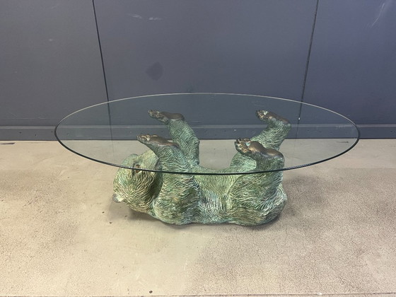 Image 1 of Vintage brass bear coffee table, 1970s 