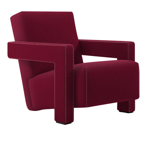 Image 1 of 4 x Rietveld Cassina 637 Utrecht Chair Fauteuil Rood Stof