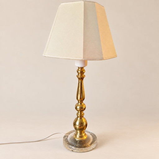 Vintage Zweedse Messing & Glas Tafellamp van Falkenbergs Belysning – FLB 6236
