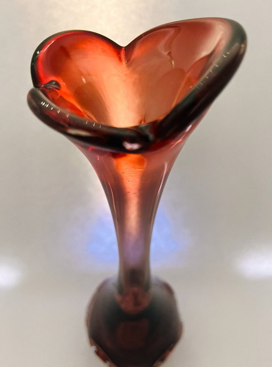 Image 1 of Retro sueco- Börne augustsson- Jarrón con huella digital - alto- rojo