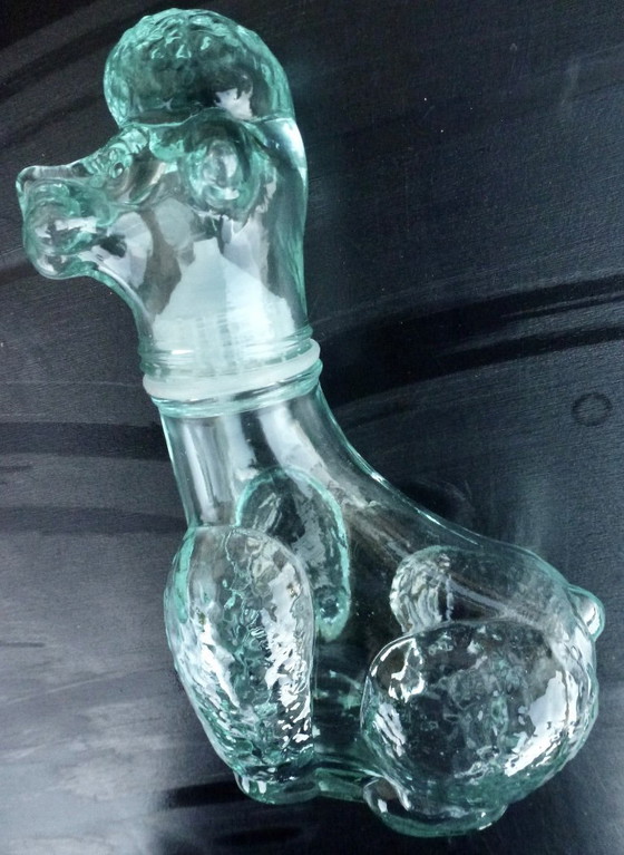 Image 1 of 2x Vintage Glazen karaffen in de vorm van Hond en Haan.