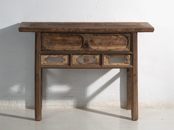 Consolle cinese antica con traforo geometrico – Cina, circa 1900 – Console, Wood, Iron (photo 26 of 40)