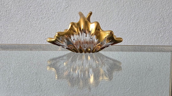 Image 1 of Mid-Century glazen 'splash' schaaltje met 18k bladgoud – Bayel (Jaren 50)