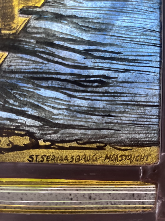 Image 1 of Vetrata al piombo con immagine di Maastricht