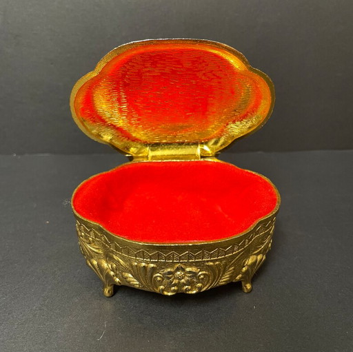 Vintage Gunther Mele jewelry box oval brass and porcelain