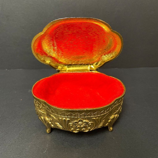 Vintage Gunther Mele jewelry box oval brass and porcelain