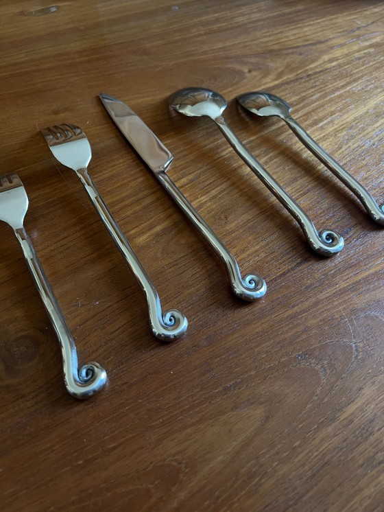 Image 1 of Juego de cubiertos de acero inoxidable de 30 piezas - diseño en espiral/remolino - vajilla original