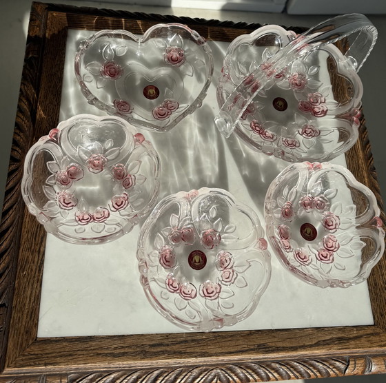 5 x Servizio da tavola/da portata vintage in vetro Walther con rose – Walther glas, Stoviglie, Glass (photo 10 of 16)