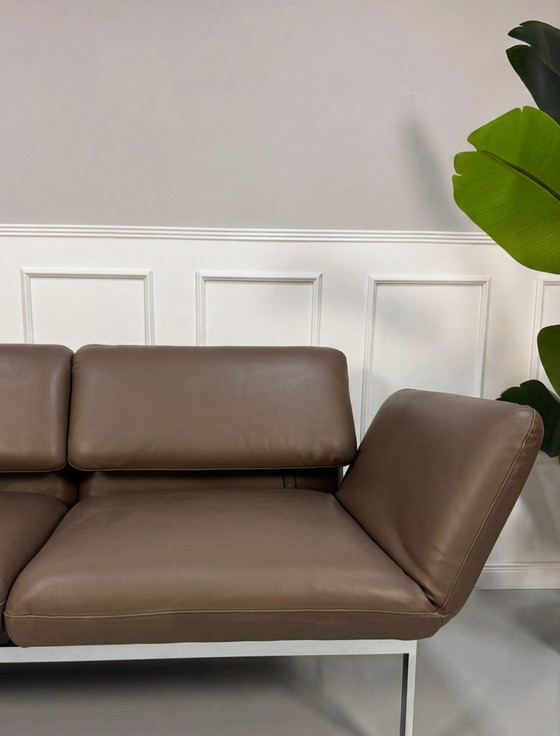 Image 1 of Brühl Roro Leder Braun Sofa met Rollen