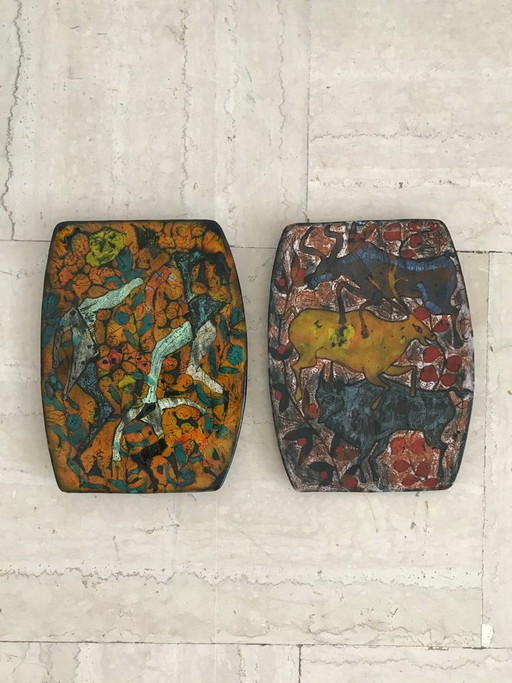 Ceramic Wall Tiles by Elio Schiavon, Italy, 1960s, Set of 2