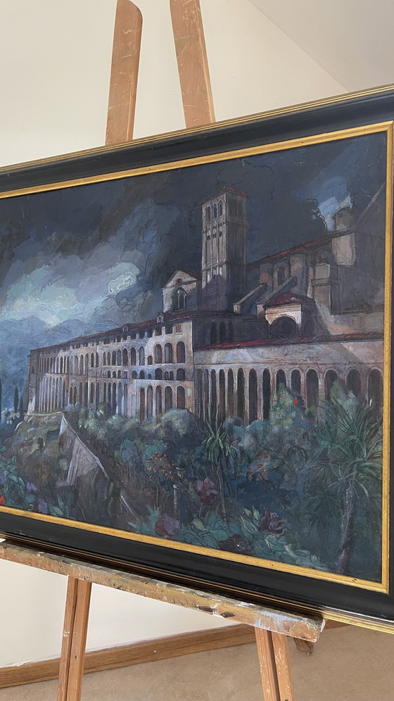 Image 1 of Monumental Cityscape of Assisi – Hand-Painted Oil