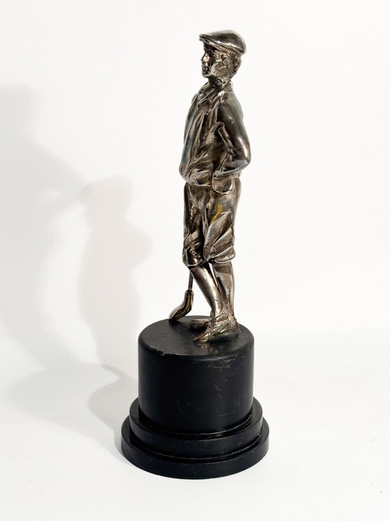 1970s Silver-plated Metal Golfer Sculpture (photo 7 of 8)