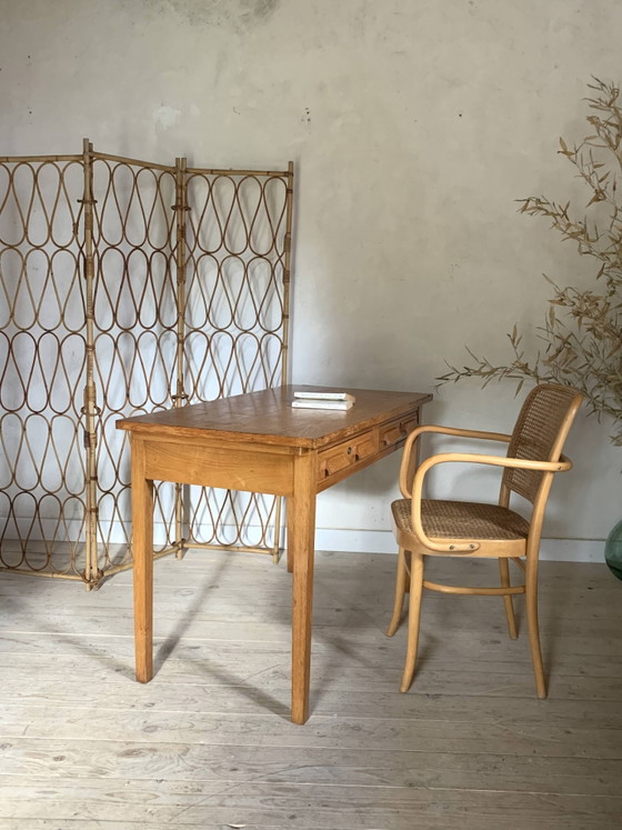 Vintage Hofmann rieten fauteuil – Thonet, Eetkamerstoelen, Wicker, Wood (photo 6 of 10)