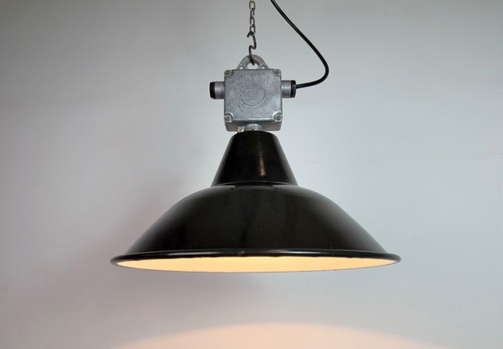 Image 1 of Industrial Black Enamel Pendant Lamp from Elektrosvit, 1960s