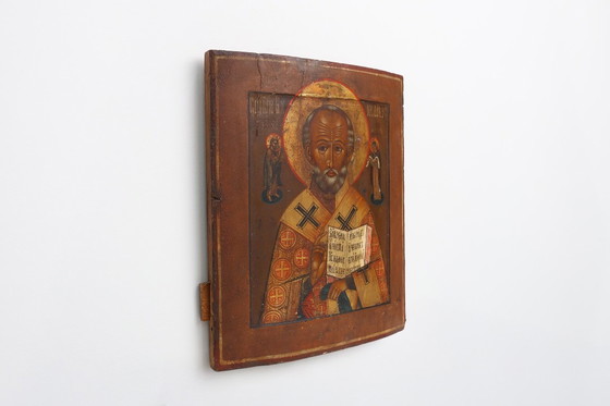 Image 1 of Icona religiosa russa del XIX secolo di San Nicola Taumaturgo