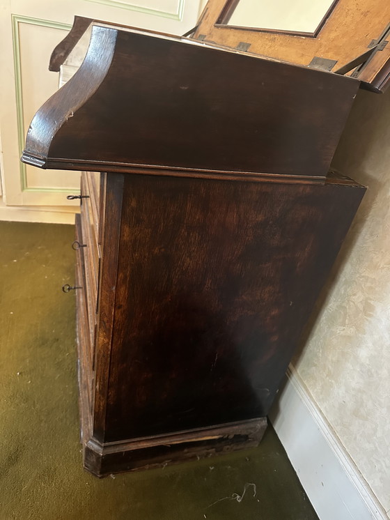 Image 1 of Commode de toilette XIX e s en noyer et marmo stile Luigi Filippo 