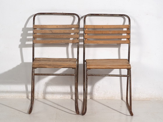 Antique garden chairs (c.1920). Set of 2 pieces #7 – Wood, Iron (photo 28 of 40)