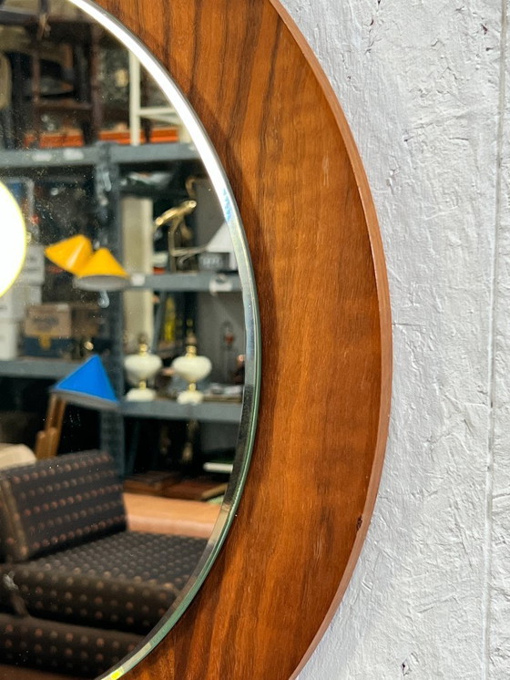Image 1 of Vintage Danish Teak Mirror, Round, 1970s
