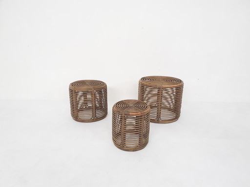 Set of three manou baskets or side tables attrb. to Tito Agnoli, Italy 1970's